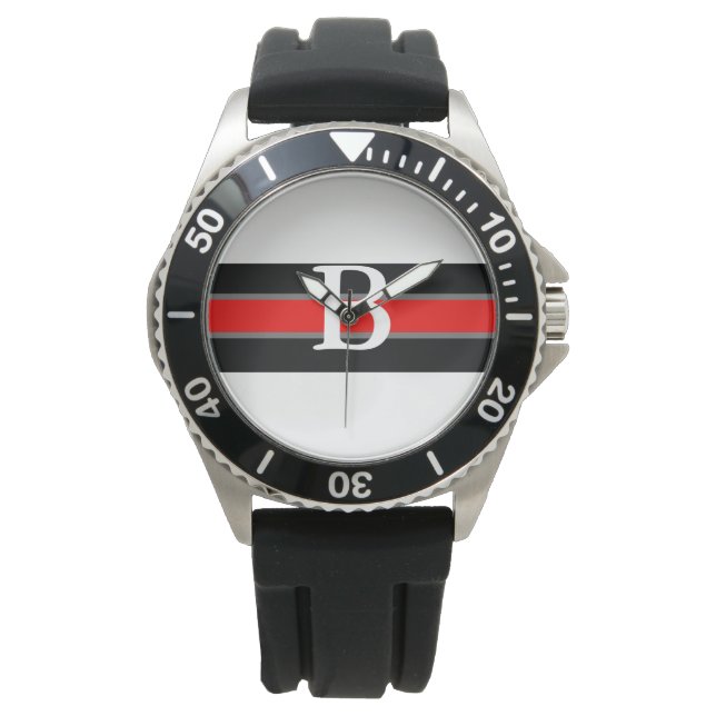Relógio em branco e vermelho (Frente)