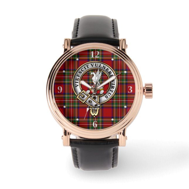 Relógio Emblema e Tartan do Clã Stewart   (Frente)