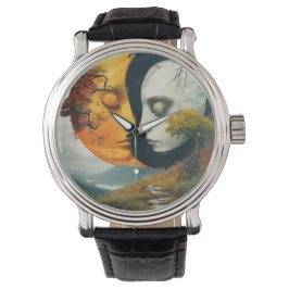 Relógio "Embraço Celestial: Sun & Moon Wrist Watch"