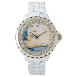 Relógio Enamel e Rhinestone Watch com Gato Persa