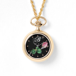 RELÓGIO ENAMEL ROSEBUD JEWEL E DIAMONDS MONOGRAM