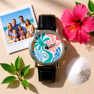 Relógio Encontre-me sob as Palmeiras Retro Verão Tropical