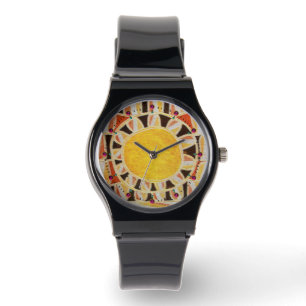 Relógio ENERGIA SOLAR SUN/ Amarelo Laranja,Branco, Preto