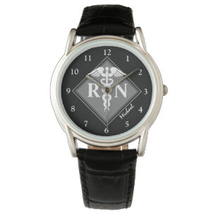 Relógio Enfermeira de Caduceus Black Personalizada