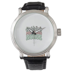 Relógio Enfermeira Med Cirúrgica Desenho Vetorial Floral V