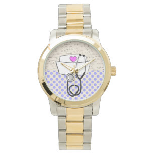 Relógio Enfermeiro Observar Boné de Enfermeiro e Estetoscó