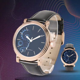 Relógio Engenheiro Mecânico Azul Moderno