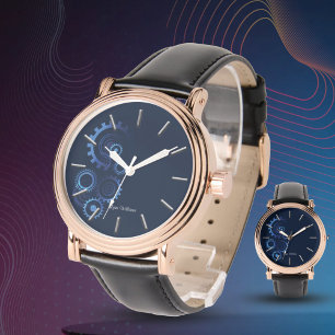 Relógio Engenheiro Mecânico Azul Moderno