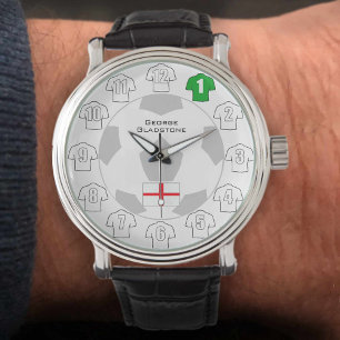 Relógio England Watch with Name, White Shirts e Flag