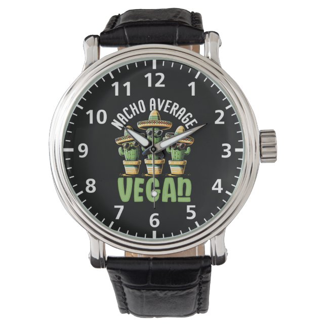 Relógio Engraçado Cactus Sombrero Nacho Média Vegan (Frente)