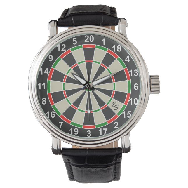 Relógio Engraçado Dartboard Darts Conselho Círculo Monogra (Frente)