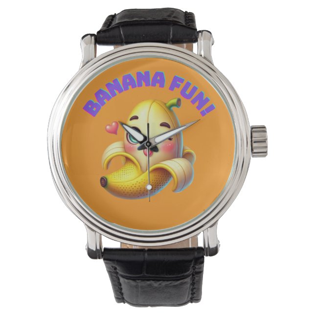 Relógio Engraçado Design de Winking Banana para diversão e (Frente)