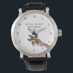 Relógio Engraçado Jogar Girafa Watch Smile - Texto Persona<br><div class="desc">Relógios engraçados com a língua do Girafa para Fora e Piscar os olhos de Cartoon Jogável Girafas pintando o sorriso de texto - personalizável - ou Escolher / Adicionar seu texto exclusivo - Nome / Cores / Fonte / Tamanho / Elementos - Imagem / Mais - Faça seu presente especial...</div>