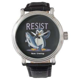 Relógio Engraçado Resiste Pinguim Protesto Contra Tarifas