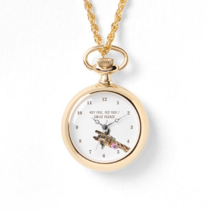 Relógio Engraçado Ver Presente com Girafa Jogada - Sorria