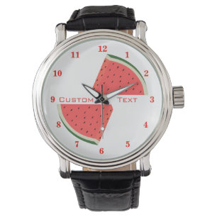 Relógio Engraçado Watermelon Watch com texto personalizado