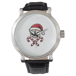 Relógio Equipe Candy Cane Caveira Natal 2025 Homens Engraç