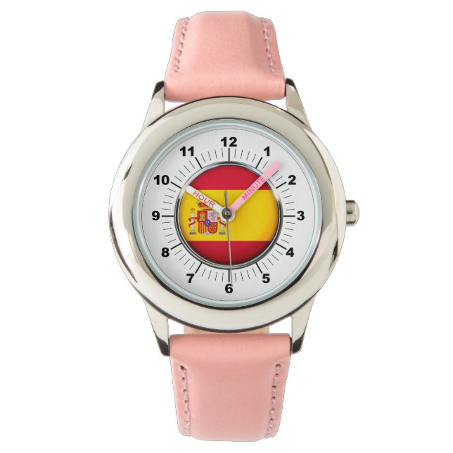 Relógio Espanha da criança - Vigia da correia rosa do cour (Frente)