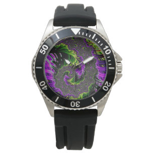 Relógio Espiral Roxo e Verde