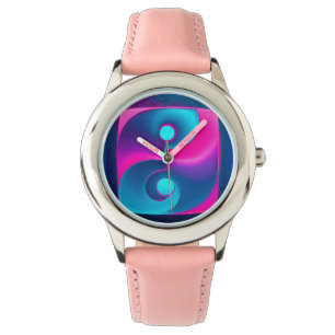 Relógio Espiritualidade Radiante: Vibrante Yin Yang Rosa e