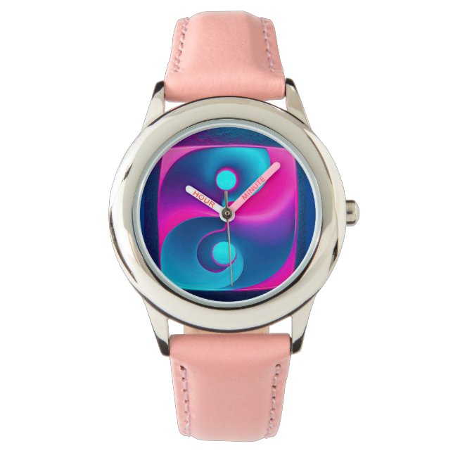Relógio Espiritualidade Radiante: Vibrante Yin Yang Rosa e (Frente)
