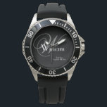 Relógio Esportes de Monograma Moderno para o Melhor Homem<br><div class="desc">O Melhor Homem De Casamento Deu Um Monograma Moderno Com Um Relógio Legal. O monograma de vintagem moderno do Melhor Homem, nome e data clássico de relógio masculino. Personalizar adiciona esse toque especial extra ao seu dom do Melhor Homem. Clique em personalizar este modelo para personalizá-lo rápida e facilmente. Garantia...</div>