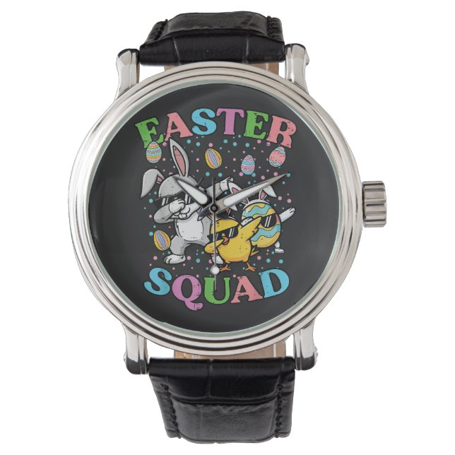 Relógio Esquadrão de Páscoa Coelho Ovo Frango Dab Equipe C (Frente)