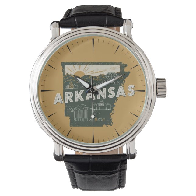 Relógio Estado do Arkansas Retro (Frente)