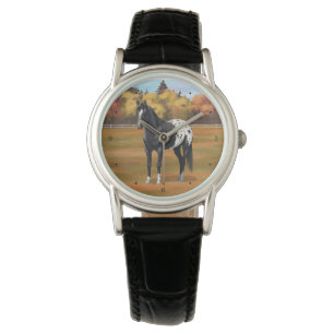 Relógio Estalhão de Cavalo Bela Negra Appaloosa Quarto