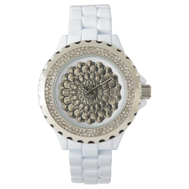 Relógio Estilo clássico 3D Mandala Padrão Floral (Frente)