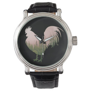 RELÓGIO ESTILO DA FLORESTA DE FRANGO NATURAL ROOSTER