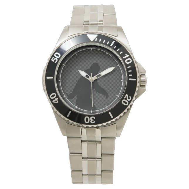 Relógio Estilo de Fibra de Carbono de Silhueta Preta Bigfo (Frente)