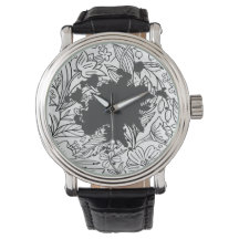 "Estilo de Senhora Chanel" Padrão floral Watch