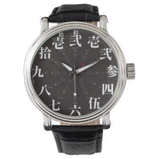 Relógio Estilo kanji antigo no Japão [rosto preto]