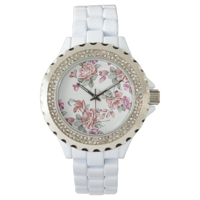 Relógio Estilo Vintage  Flores Femininas Despojadas (Frente)