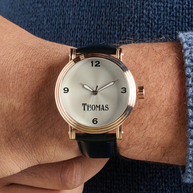 Relógio Estirpa de couro com Na moda Dourado de homem (Criador carregado)