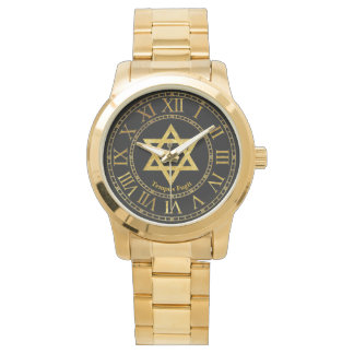 Relógio Estrela de David Dourado Personalize
