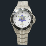 Relógio Estrela Judaica<br><div class="desc">Dons judeus e ideias de presentes que exibem uma bela Estrela Judaica de David com um copo de vinho no centro.</div>