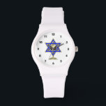 Relógio Estrela Judaica<br><div class="desc">Dons judeus e ideias de presentes que exibem uma bela Estrela Judaica de David com um copo de vinho no centro.</div>