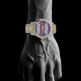 Relógio Estrelas e listras - Patriótico - Azul Branco Verm