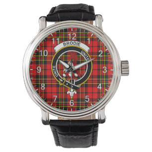 Relógio Eterno Clã Brodie Red Tartan Crachá Clássico