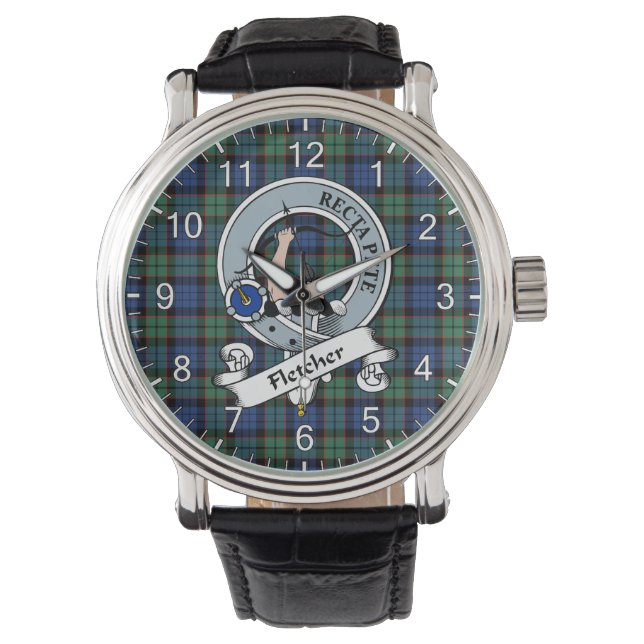 Relógio Eterno Clã Clã Fletcher Crachá Tartan Watch (Frente)