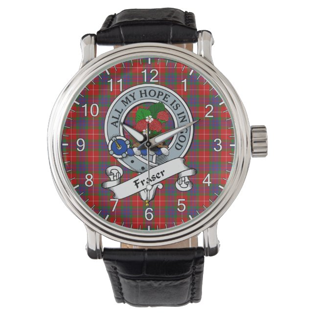 Relógio Eterno Clã Clã Fraser Crachá Tartan Watch (Frente)