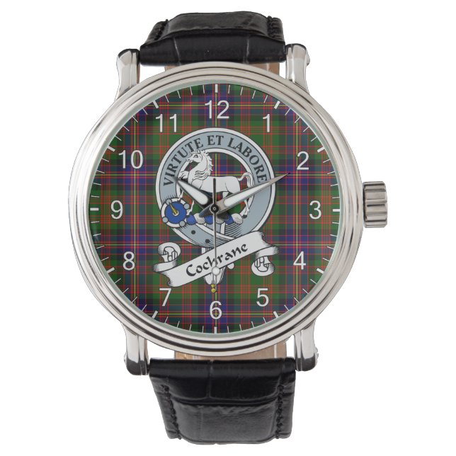 Relógio Eterno Clã Cochrane Crachá Tartan Watch (Frente)