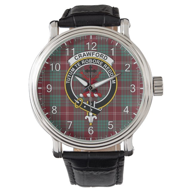 Relógio Eterno Clã Crawford Crachá Tartan Watch (Frente)