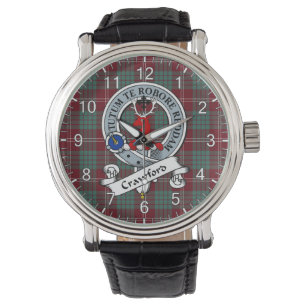 Relógio Eterno Clã Crawford Crachá Tartan Watch