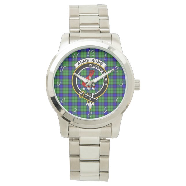 Relógio Eterno clássico Clan Armstrong Tartan Xadrez Gift (Frente)