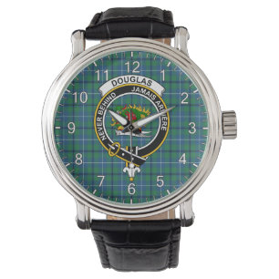 Relógio Eterno clássico Clan Douglas Crachá antigo Tartan