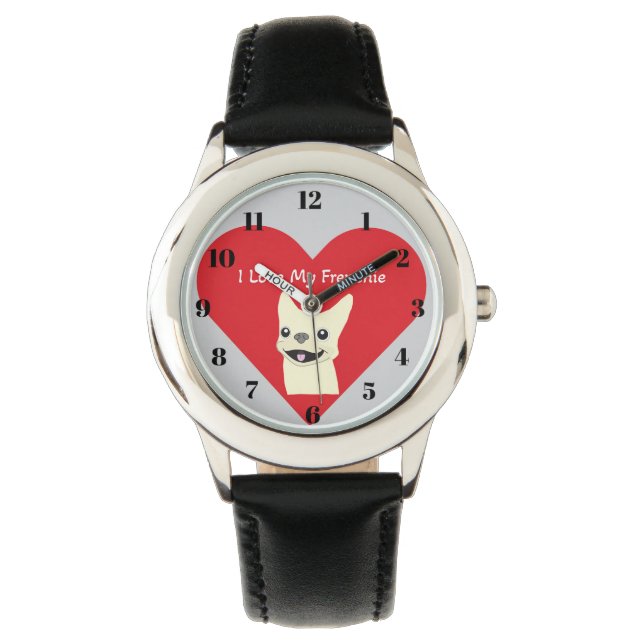 Relógio Eu amo meu Frenchie,  (Frente)