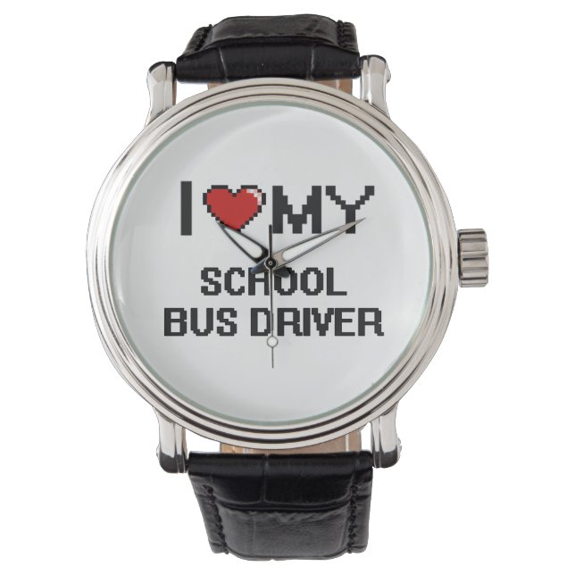 Relógio Eu amo meu motorista de ônibus escolar (Frente)